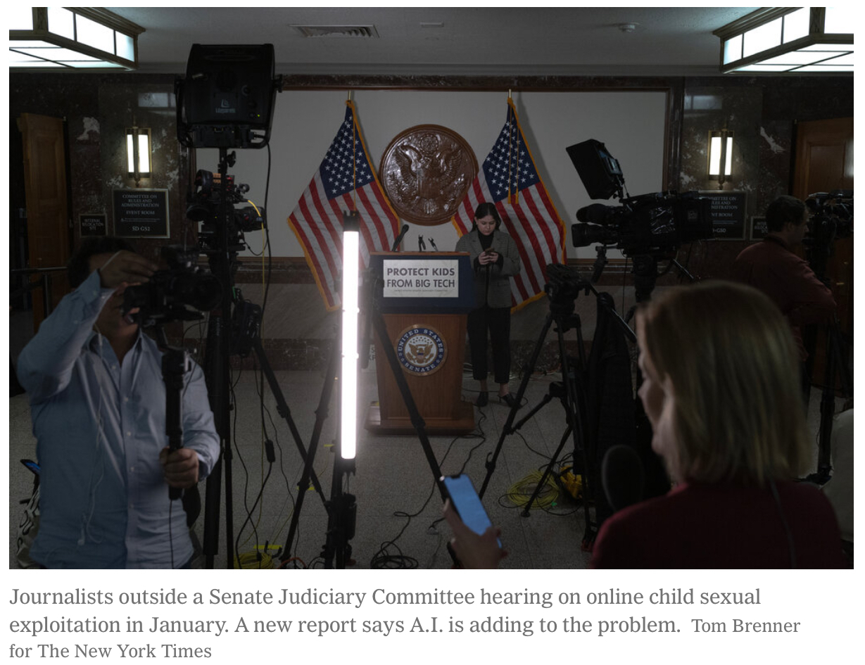 A.I.-Generated Child Sexual Abuse Material May Overwhelm Tip Line
